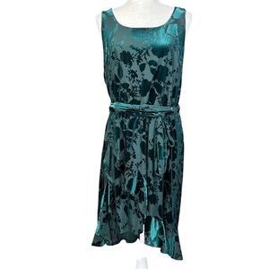 Y2K Charlotte Russe 2XL Velvet Burnout Dress Fairy Faux Wrap Ruffle Sirencore